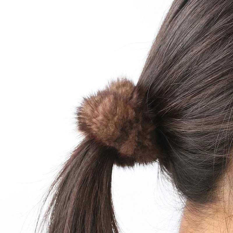 Hair Band 100% Real Genuine Mink Hair Rope Scrunchie Rope Ponytail Tail Stripe Wrist Band Vintage Elastic Headdress Hair Band