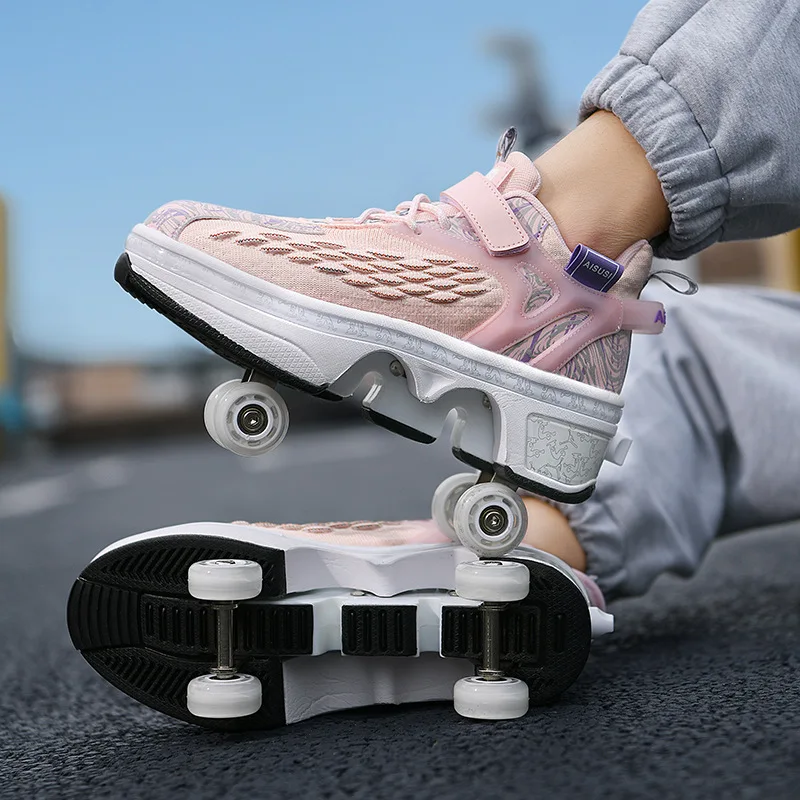 

Women's Roller Skates Boys Girls Sports Shoes with Retractable Wheels Breathable Skating Boots Christmas Birthday Display Gift