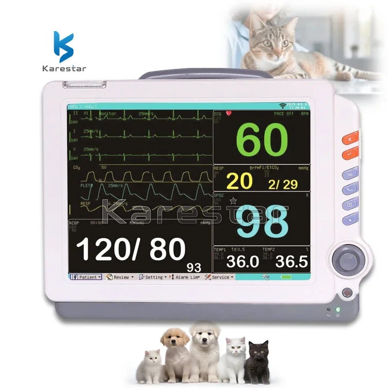 Dog Cat Health Monitoring Vet Multi-parameter 12 inch Portable monitor veterinary