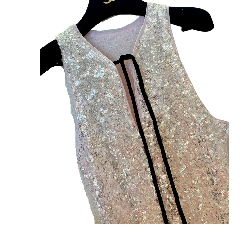 Sequin Vest Hand-Built Sexy Vest Top Quality   damen mode  ladies clothes  marca de lujos