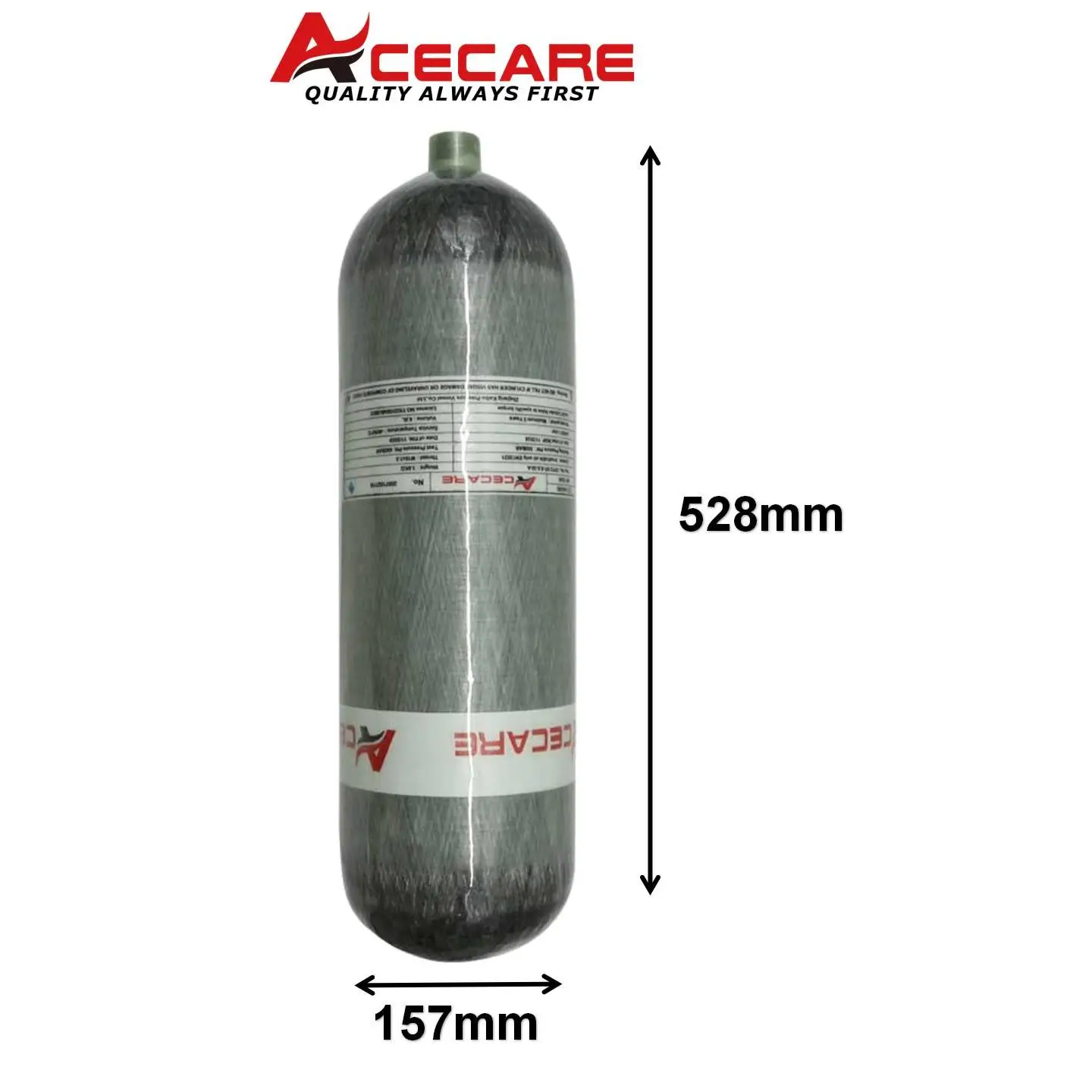 ACECARE 4500Psi 300Bar 9L Carbon Fiber Cylinder High Pressure Tank with Filling Station HPA Diving Valve M18*1.5