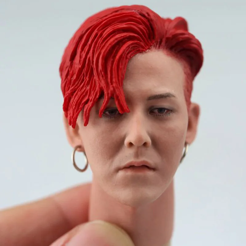 

Red Hair 1/6 Scale G-Dragon Head Sculpt Korea Star Bigbang Head Carving for 12in Male Soldier Body Model Toys