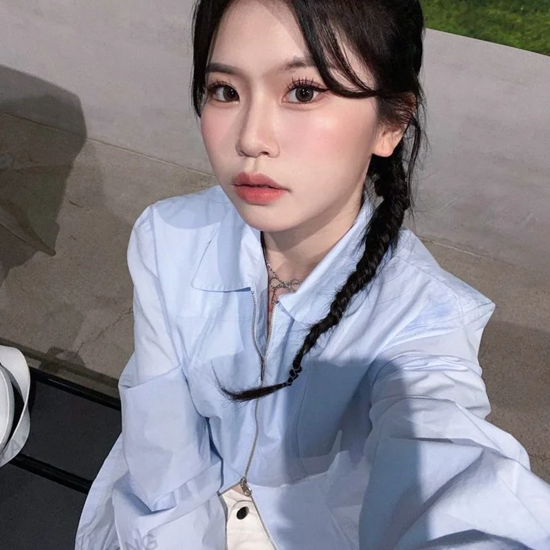 

extang Women's Slim Fit irt Sweet Cool Design White Enhancing Spicy Girl Spring Cotton Long Sve Street Sle