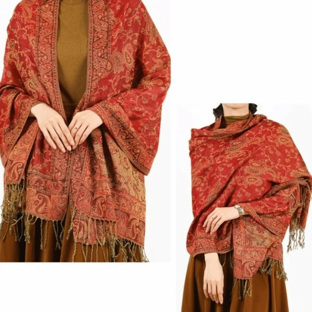Hijab borlas Paisley chal estilo étnico protector solar largo chal bohemio protección solar bufanda de Cachemira playa