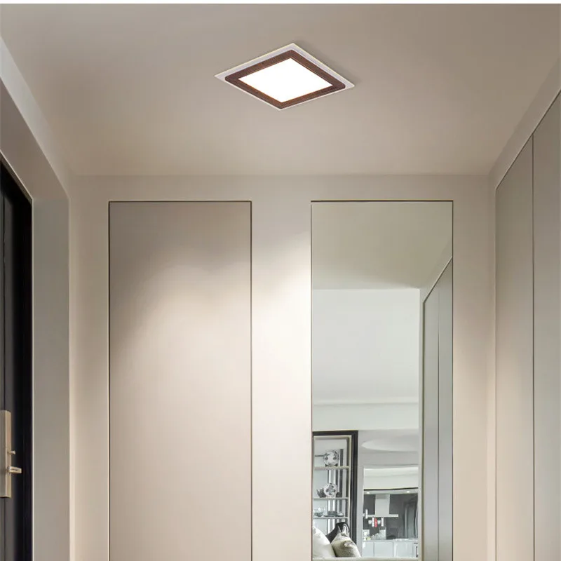 Nordic Embedded Downlight 6W/9W/12W Wood Grain Led Ceiling Lamps for Corridor Kitchen Bedroom Study Living Room Light Fixture