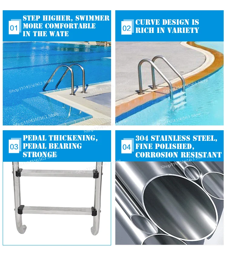 Outdoor Indoor 2-5 Steps Stainless Steel Pool Ladder Above Ground Swimming Pool Equipment