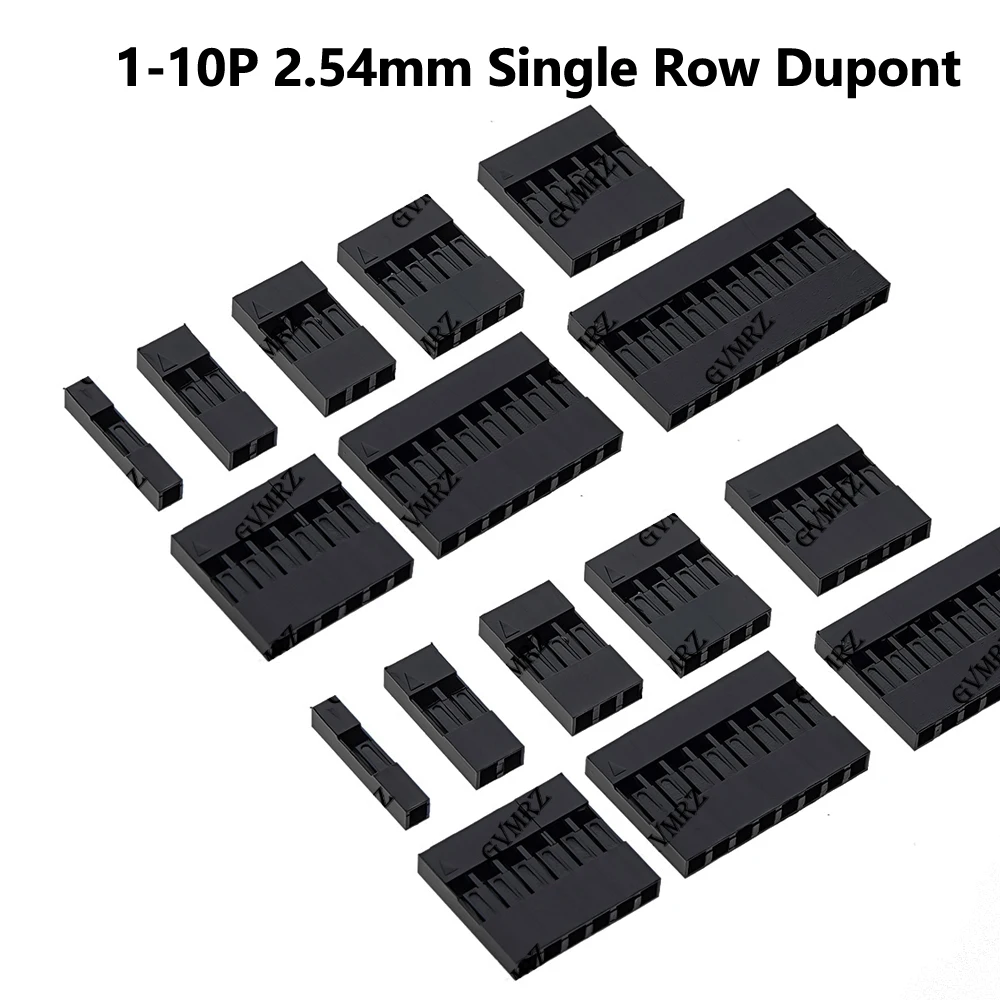 100PCS 1-10P 1P/2P/3P/4P/5P/6P/7P/8P/9P/10P Dupont Plastic Shell Plug 2.54mm Single Row Dupont Connector Housing