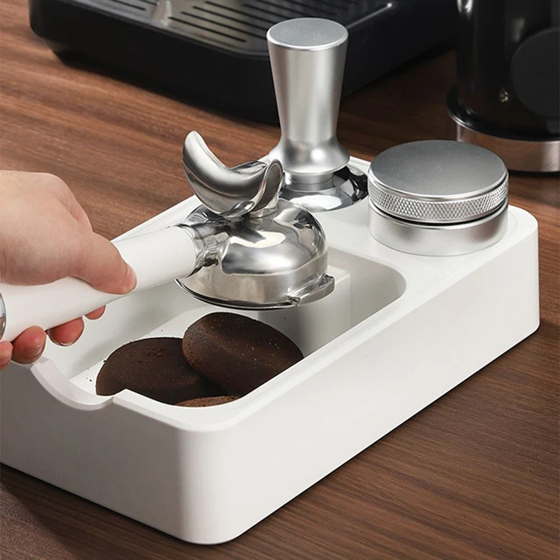 

51/53/58mm Coffee Tamping Station Stand Base with Coffee Grounds Container Espresso Machine Tampers Accessories Barista Tool