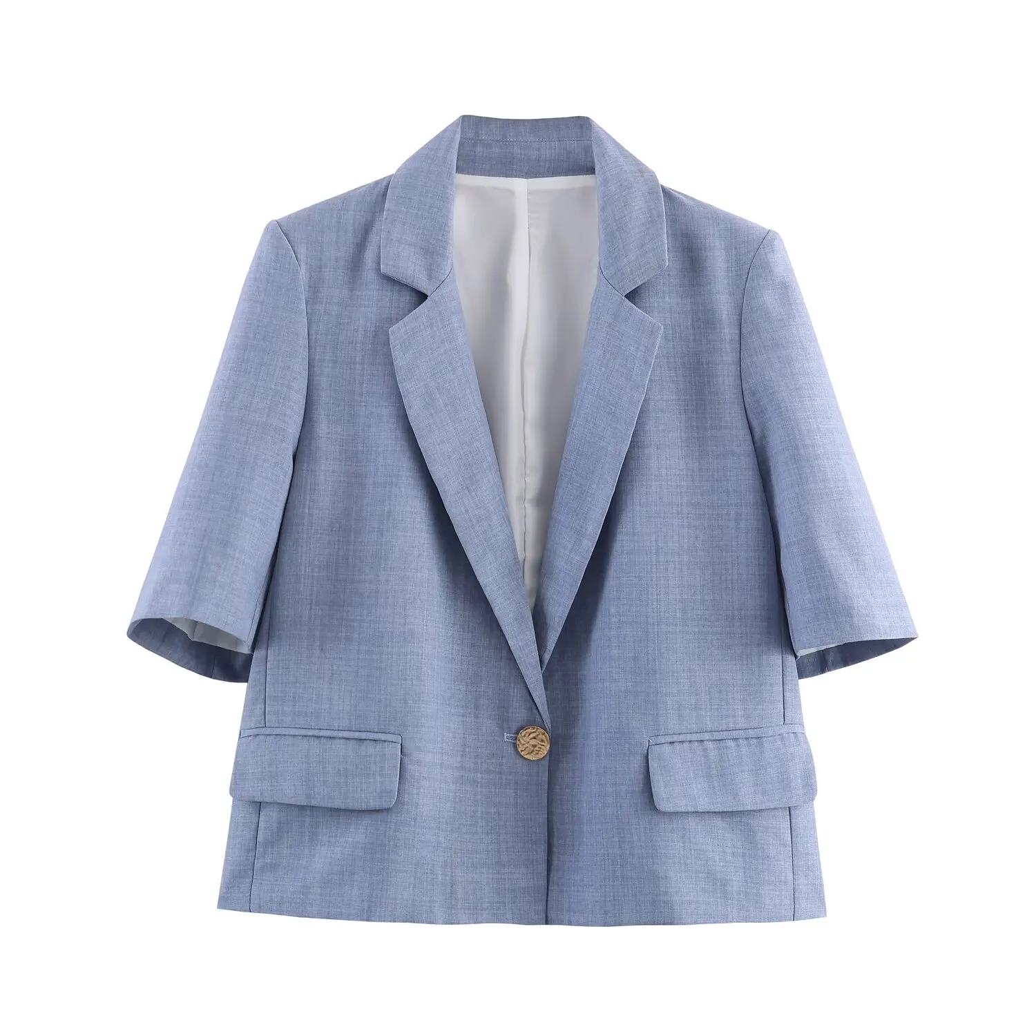 

2025 New Women's Clothing European and American Style Fashionable Padded Shoulders Loose Short Sleeve Jacket