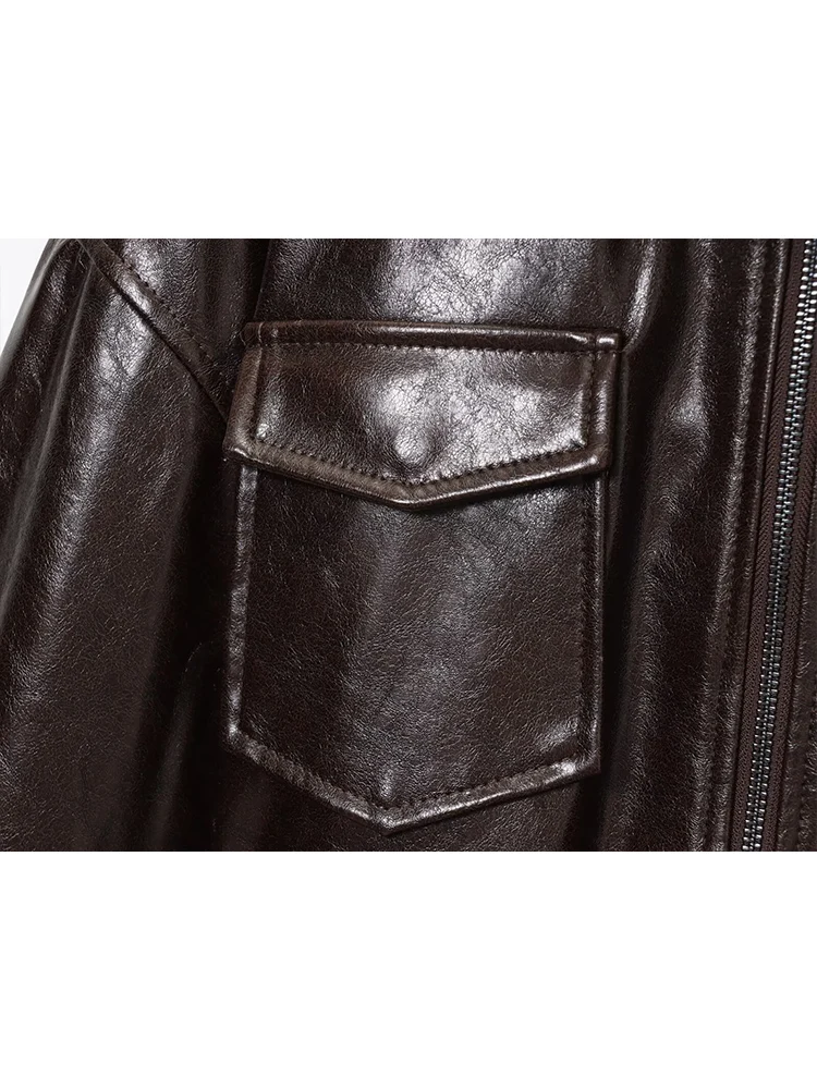 TFMLN Winter Faux Leder Jacken für Frauen Pelz Kragen Multi-Tasche PU Leder Gürtel Mantel Casual Solide Lose Outwear weibliche Neue