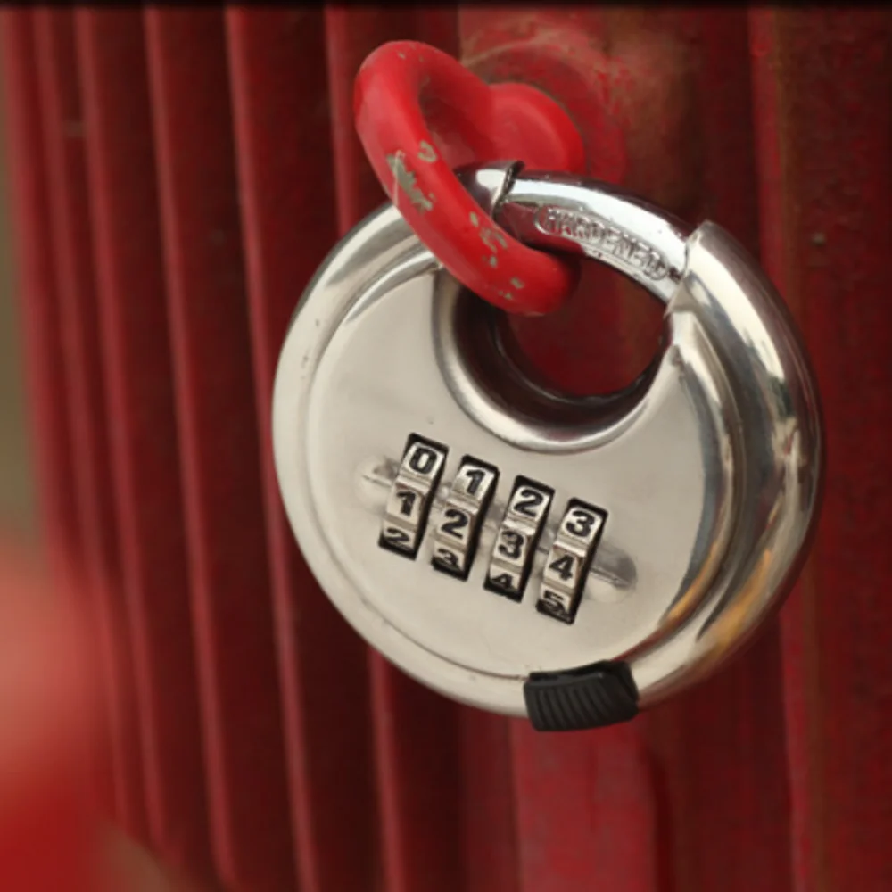 

Anti Shear Stainless Steel Round Cake Lock Safety Metal Combination Lock Heavy Duty Combination Discus Padlock Fences