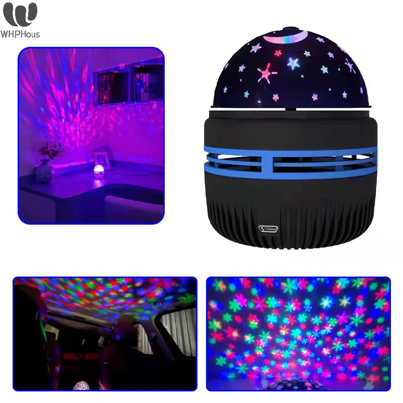 LED Starry Sky Light Projection Night Light Multifunction Bedside Bedroom Atmosphere Lamp Rotating StageLight Projector Lamp