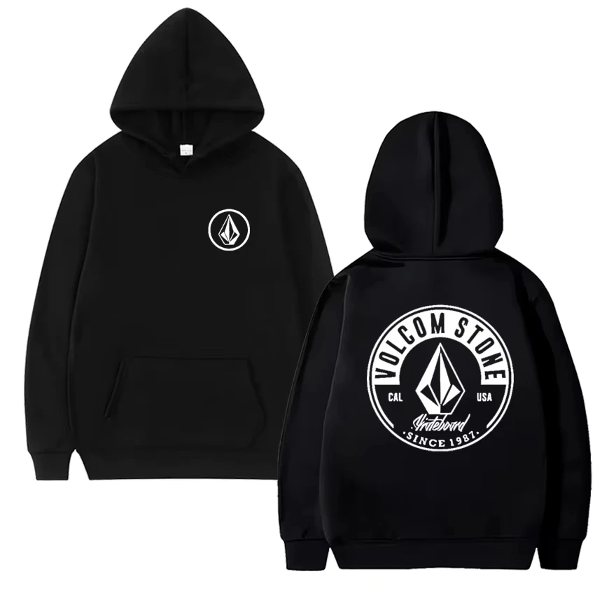 Volcom Stone doble estampado Otoño Invierno algodón cálido estilo callejero Sudadera con capucha de lana para hombres viajero al aire libre Top para hombres tos de alta elasticidad