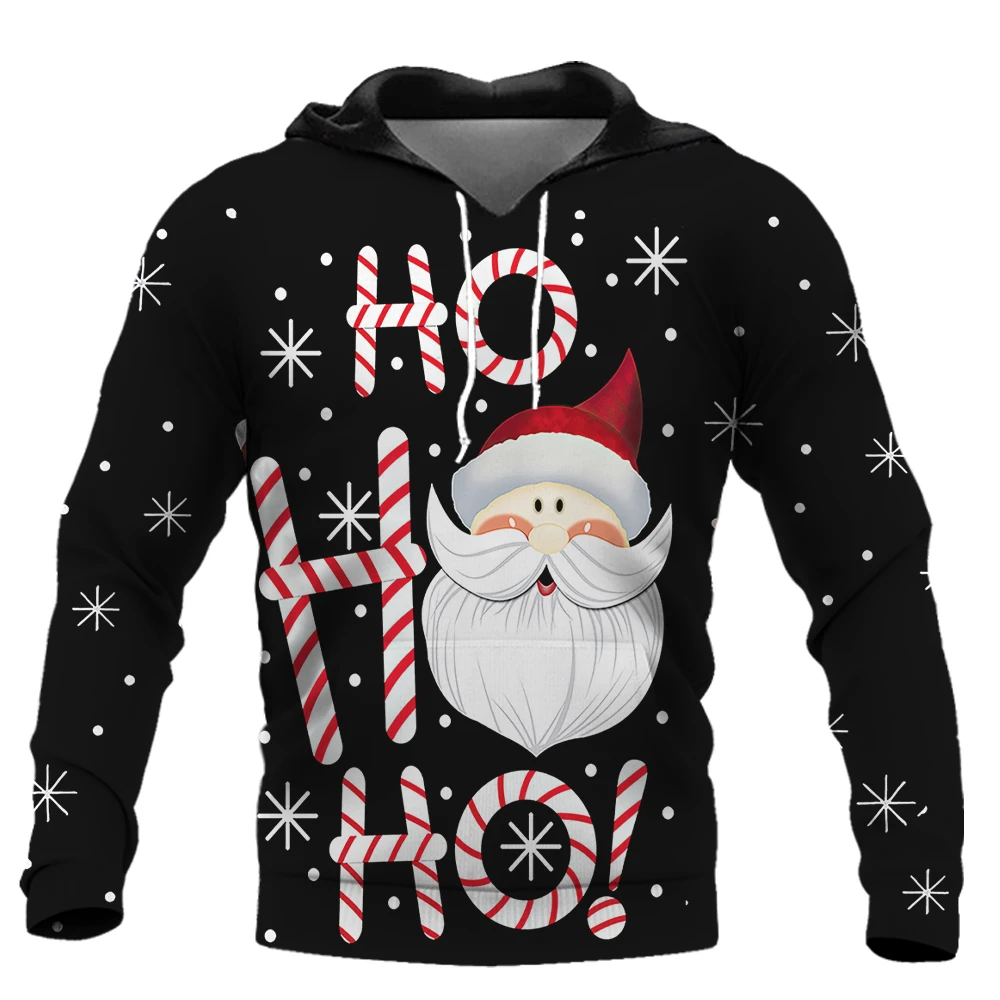 Fashion Santa Claus Printed Hoodies For Men Hip HopCasual Harajuku Oversized Sweatshirts Autumn Pullover Children X'mas Clothing