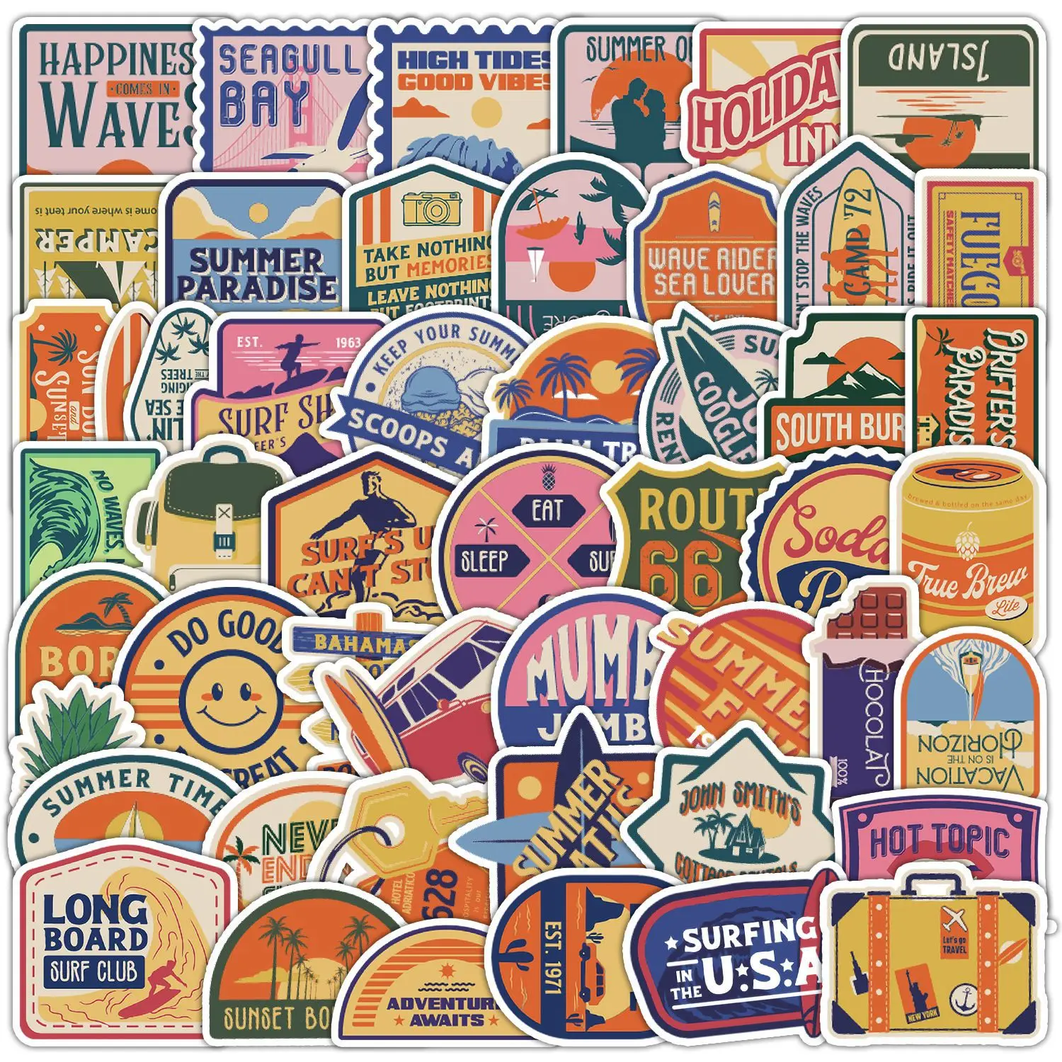 50Pcs Retro American Series Graffiti Stickers Suitable for Laptop Helmets Desktop Decoration DIY Stickers Toys Wholesale