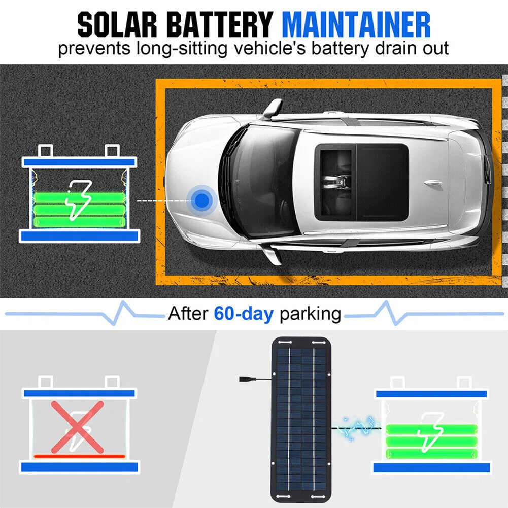 30W Solar Panel 12V Trickle Charger Battery Charger Kit For Maintainer Boat Car RV Campers Tractors Motorbikes Car Charger