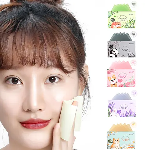 휴대용 얼굴 오일 블롯 페이퍼 매트 페이스 와이프, 페이셜 클렌저, 오일 컨트롤, 오일 흡수, 얼굴 청소 도구, 150 개