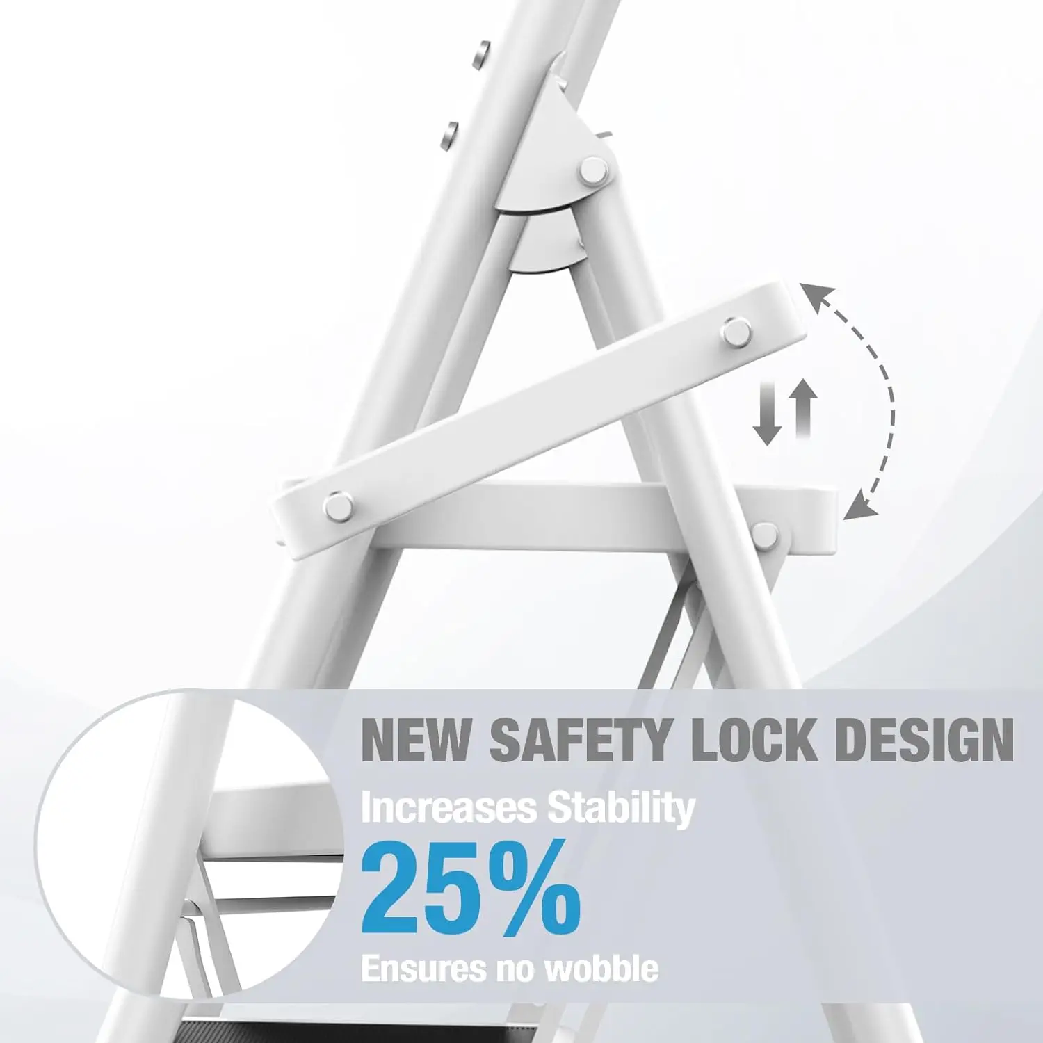  Step Ladder 2 Step Stool for Adults 2 Ladder Folding Step Stool with Cushioned Handle 330 lbs Capacity White