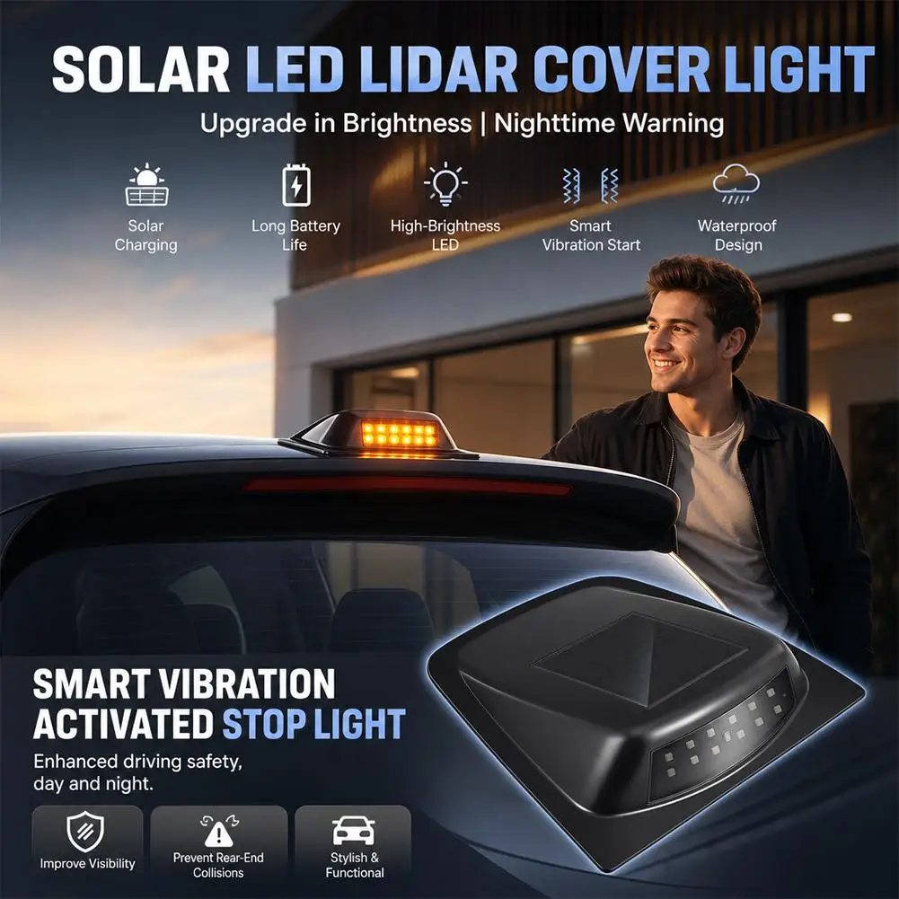 Car roof solar LiDAR cover light decoration LED roof navigation wireless rear end collision warning flashing light