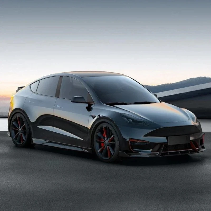 مجموعات هيكل ترقية عالية الجودة فقط من S Model Y مصنوعة من ألياف الكربون الحقيقية ذات الشفة الأمامية والشفة الجانبية ومفسد الشفة الخلفية #4