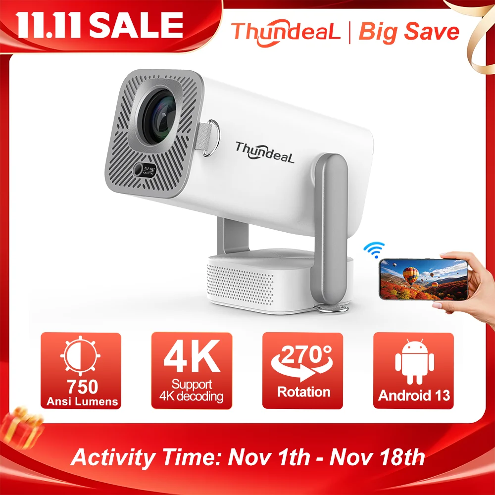 ThundeaL HD Mini Projector TD80 Pro Full HD 1080P 4K Video WIFI Android Portable Projector TD80Pro Home Theater Cinema PK TD80W