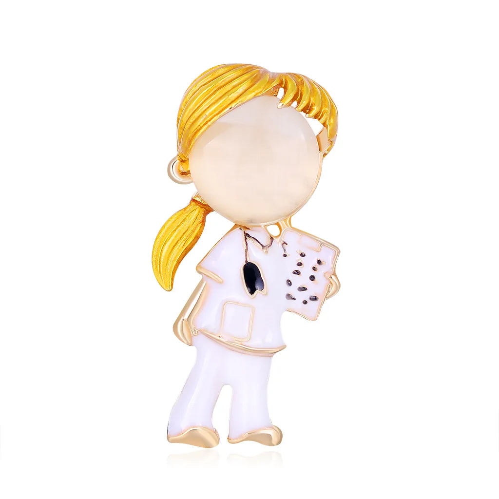 Cross-border fashion personalized girl brooch, alloy drip opal pin, white corsage foreign trade