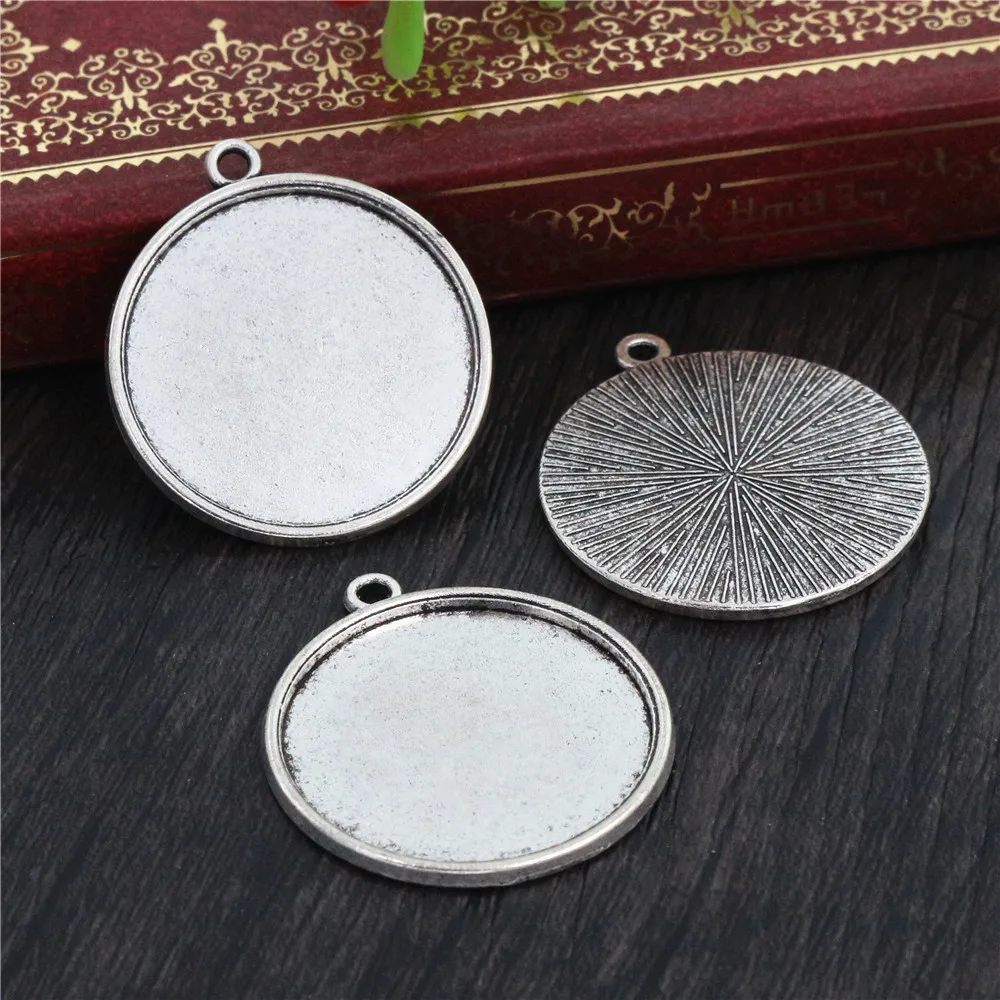 New Fashion 10pcs 25mm Inner Size Antique Silver Color Bronze Rose Gold Colors Simple Cabochon Base Setting Pendant