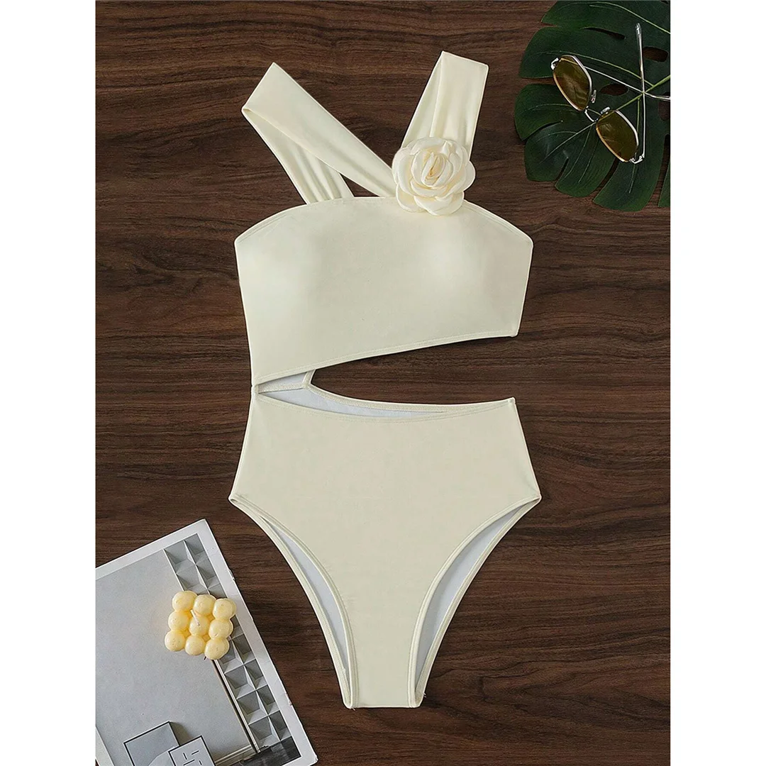 Neuer 3D-Blumen-Badeanzug mit asymmetrischem Ausschnitt für Damen, einteiliger Badeanzug, hoch geschnittene Beine, gepolstert, Badebekleidung, Badeanzug, Modell V6700 – Detail 18