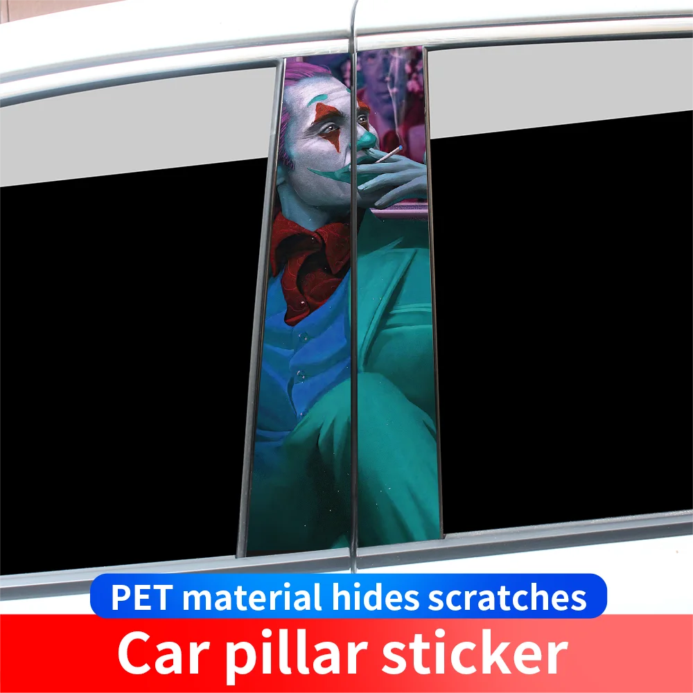 

Auto Joker Funny Stickers Car Stickers B-pillar Sunscreen DIY Auto Center Column Cover Scratches Cartoon Decoration Accessories
