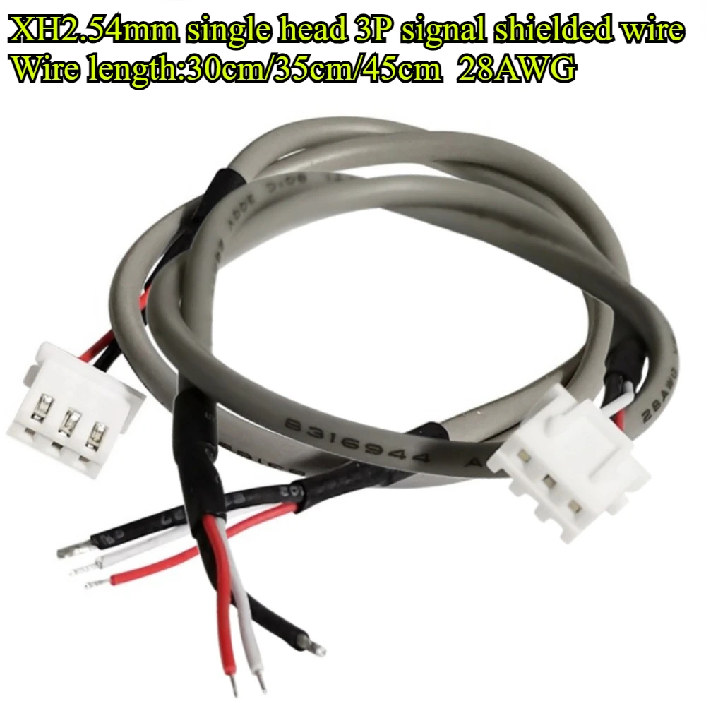 XH2.54mm Single head 3P Audio Signal Shielded Wire Terminal Wire 28AWG 30cm/35cm/45cm For Power Amplifier Line and Speaker Cable