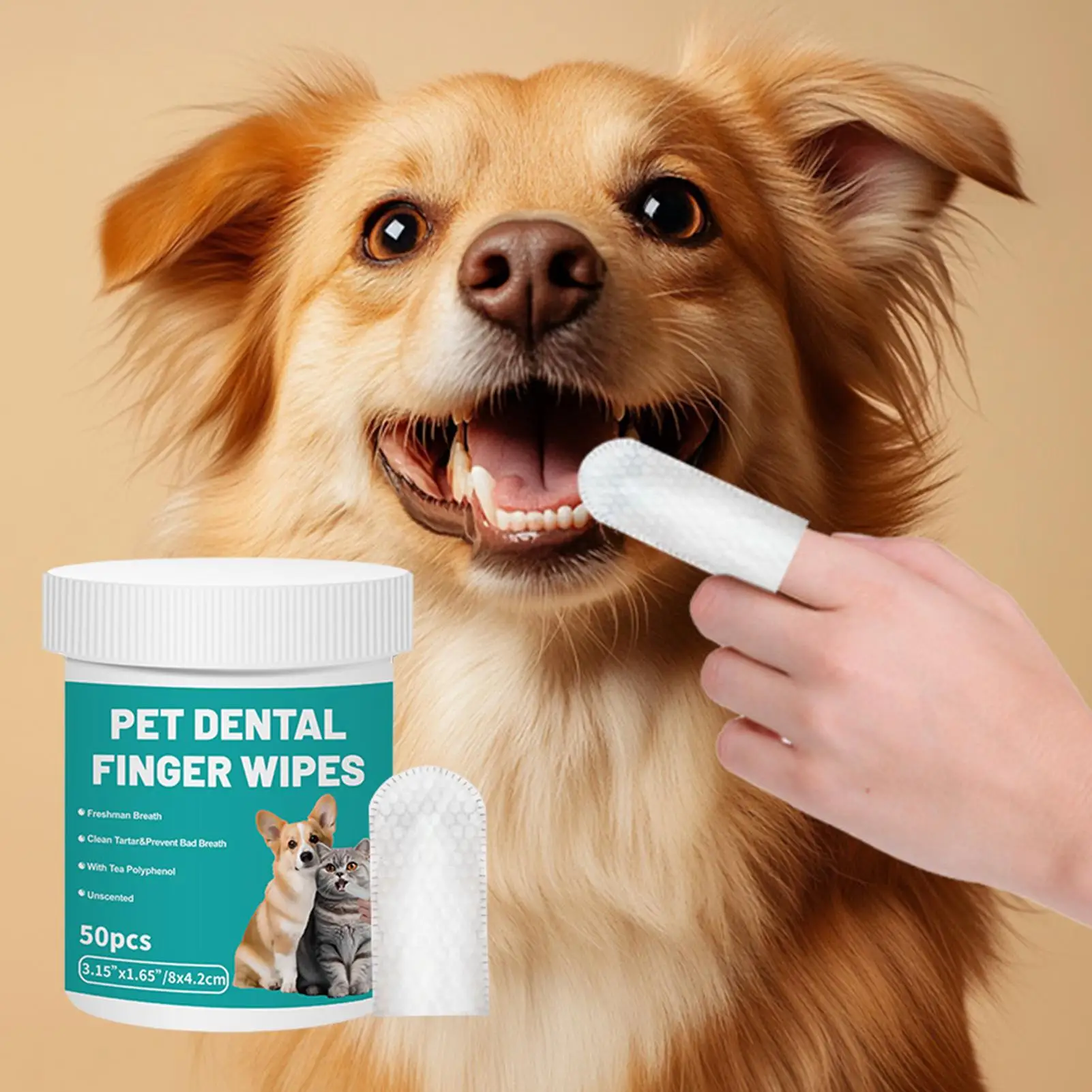 Lenços Descartáveis para Limpeza de Animais de Estimação, Lenços para Limpeza de Dentes de Cães, Lenços para Beleza de Orelhas e Olhos de Gatos, Produtos de Higiene e Beleza para Gatos, 50 unidades