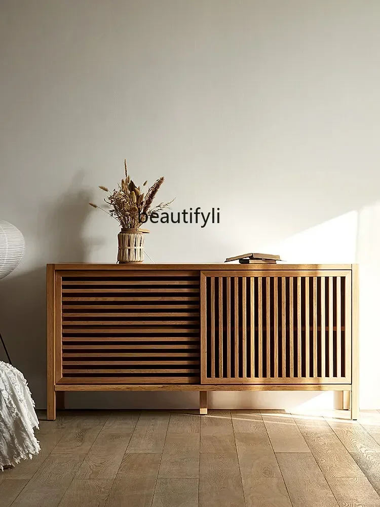 

zq1Japanese Style Solid Wood Sideboard Living Room Decoration Locker Designer B & B Oak Entrance Cabinet
