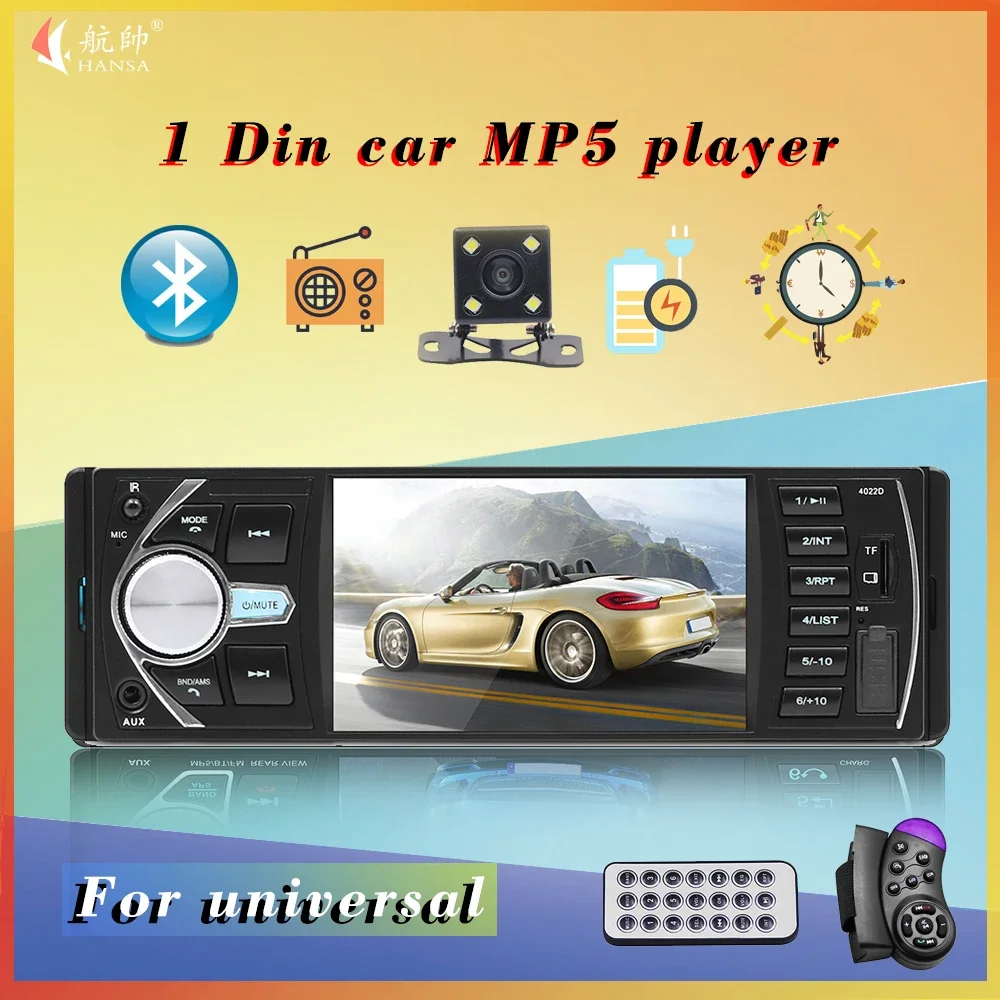 

1 DIN Car radio MP5 player BT FM AUX RCA USB TF support to disc control 1DIN music and video player