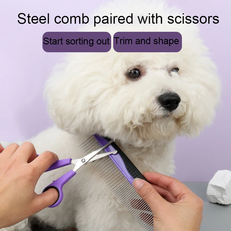 9-delige set schoonmaakgereedschappen voor huisdieren, kammen voor huisdieren, professionele nagelknipper, verzorgingsschaar voor honden, kattenkammen en handschoenen voor katten