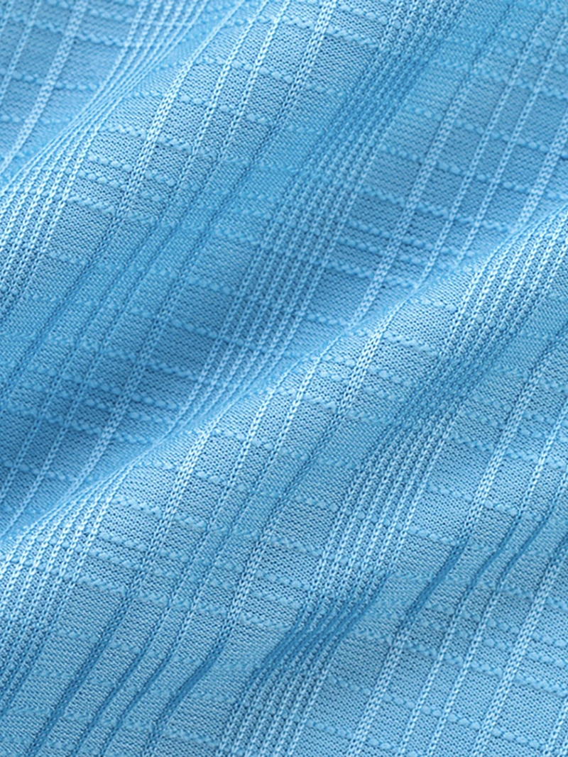 Herren Strukturiertes Gewebtes Polyester-Hemd Kurzarm Umlegekragen Knopfleiste Lässig Atmungsaktiv Sommer Strand Oberteil für Männer – Detail 4