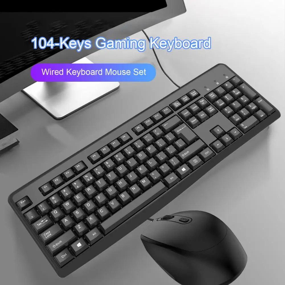 Keyboard Mouse 1 Set Useful Universal Fade-Resistant  USB Wired Keyboard Mouse Set Computer Supplies for Home