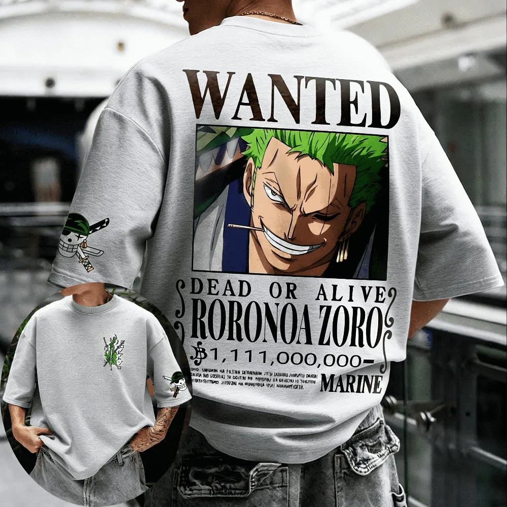 Unisex Katoenen T-shirt EEN STUK Roronoa Zoro 2026 Zomer Nieuw Product Harajuku Anime Gedrukt Losse Ouder-kind Korte Mouw