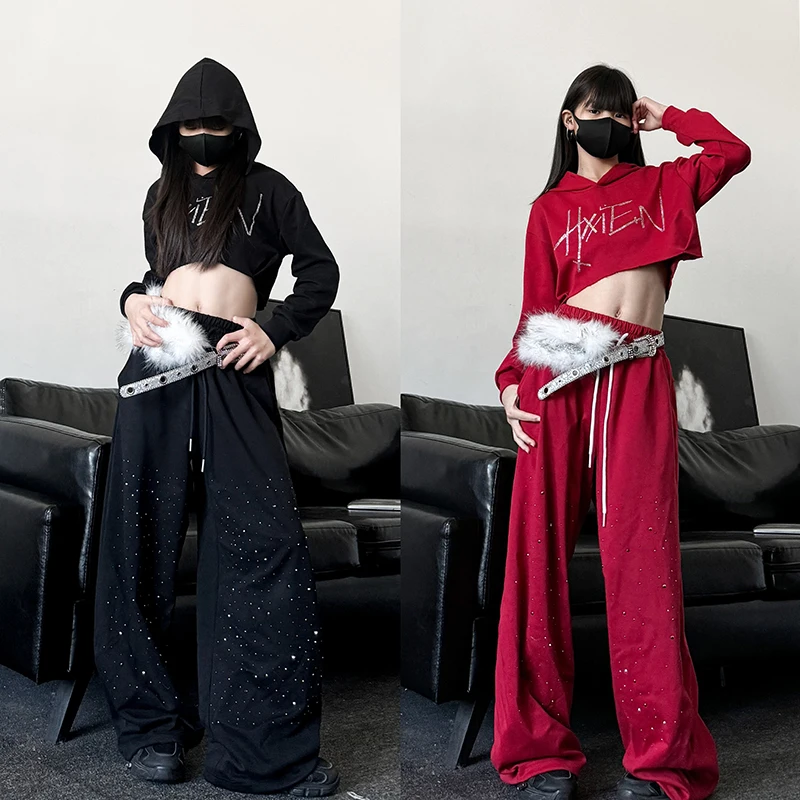 

2026 Children Hip Hop Dance Costumes For Girls Group Crop Tops Loose Pants Outfits Modern Jazz Dance Stage Rave Clothes DQS21944