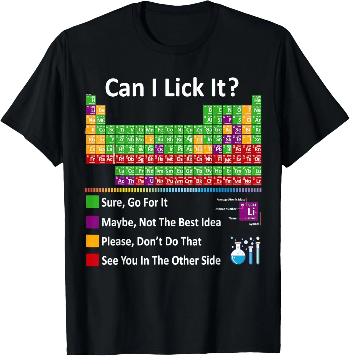 Kann ich es lecke Periodensystem Diagramm Wissenschaft Lehrer Cooles T-Shirt Frau Mann Sommer Casual Baumwolle Grafik T-Shirts Streetwear
