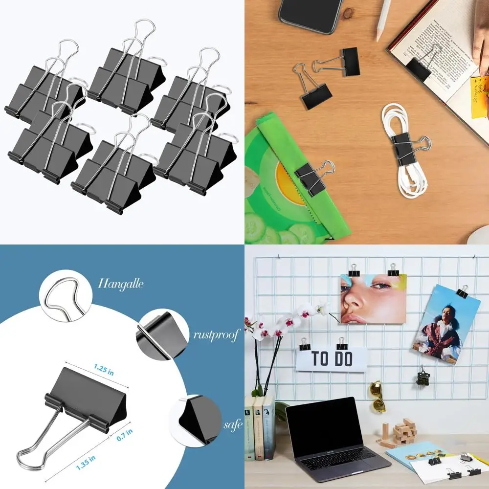 

Medium Binder Clips 1.25 Inch Length, (120 Pcs) Black Medium Paper Clips for Office