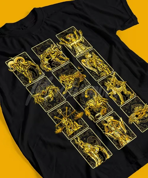 

NEW 2025 Anime Zodiac Knight Golden Armor T-Shirt