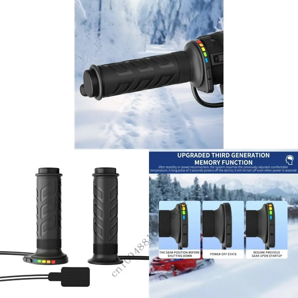 Heated Handlebar Grip for Motorcycles and ATVs with Up and Down Heat Buttons, Setting Memory, Thumb Heater, and Installation