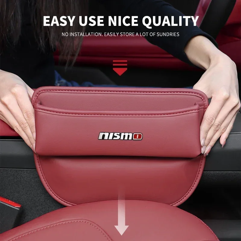 Car Seat Gap Leather Storage Box Phone Pocket For Nismo R34 R35 GTR Nissan Tiida Sylphy Teana X-trail 1 2 Qashqa Accessories