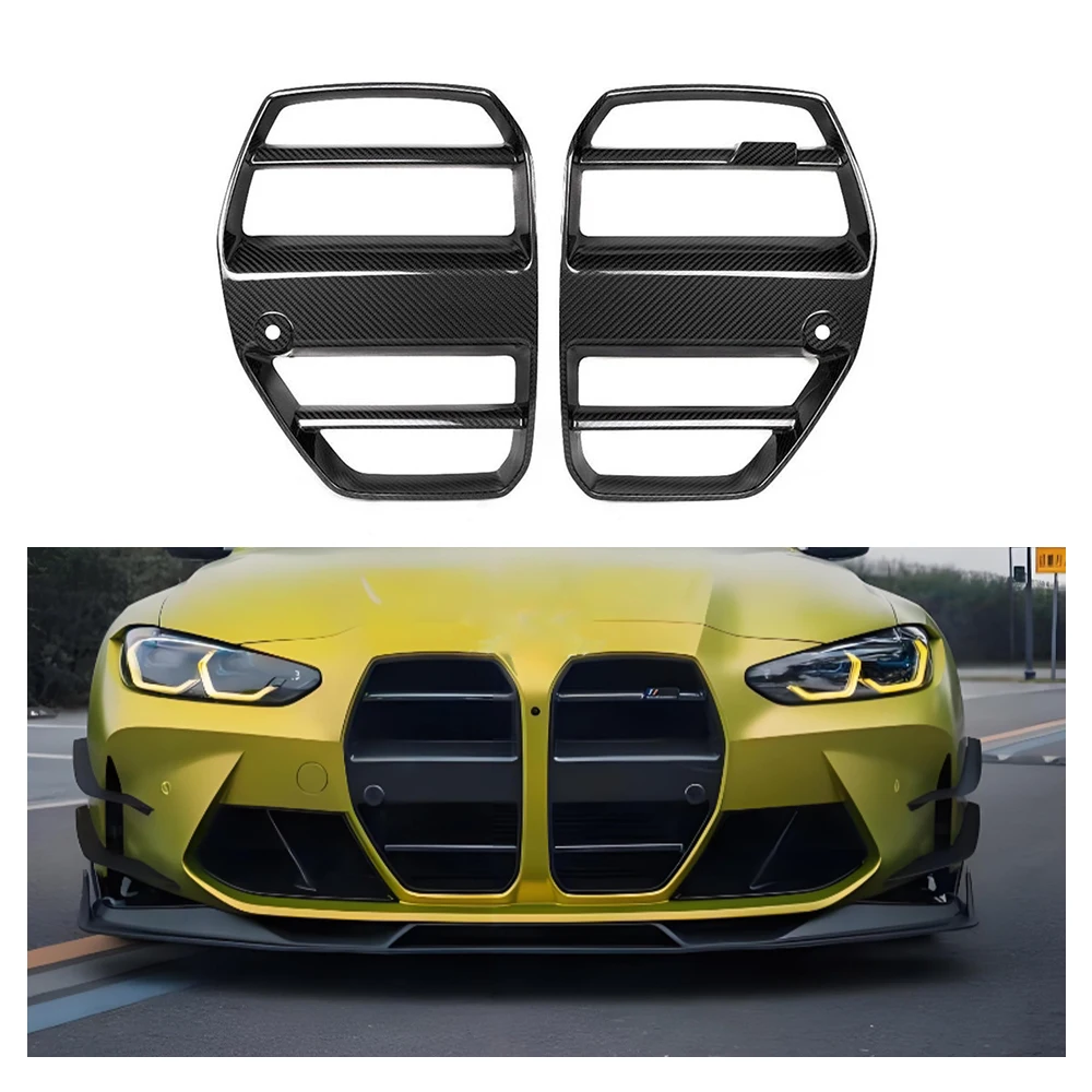 For BMW M3 M4 2021-2024 G80 G82 Genuine Dry Carbon Fiber ST Style Grille Front Bumper Diffuser Spoiler Body Kits Trim Auto Parts