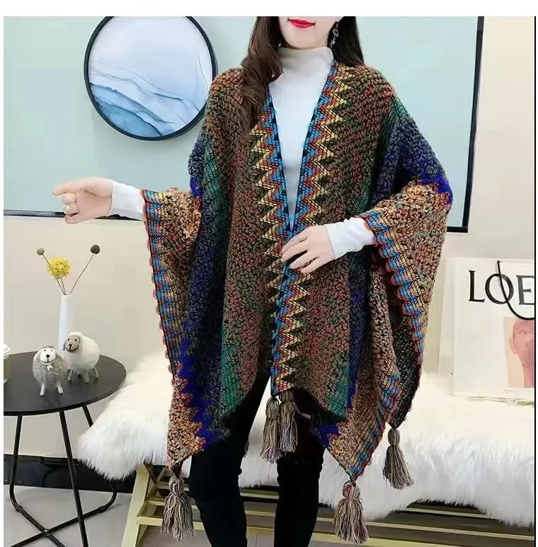 Cloak Ponchos Capes Jackets Coats Fashion Casual Vintage Cardigan Fashion Clothes Ethnic Style Women Clothing Streetwear