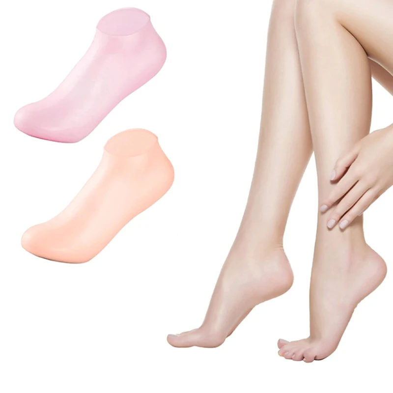 1 Pair Thin Silicone Socks Feet Care Socks Moisturizing Silicone Gel Socks Foot Skin Care Protectors Anti Cracking Spa Home Use