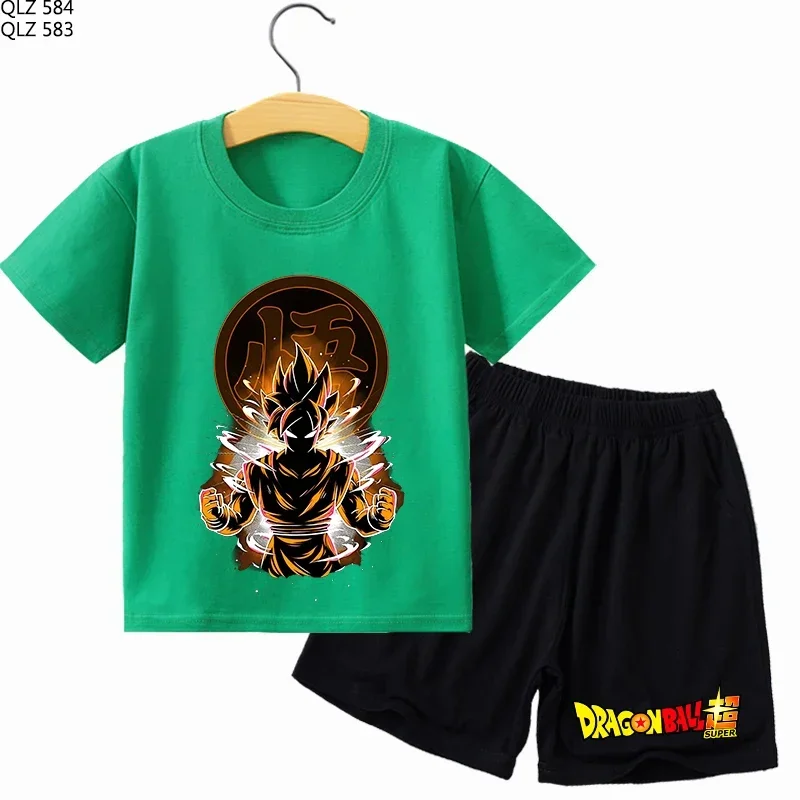 Детская футболка Dragon Ball, шорты, костюм для мальчиков и девочек, летняя одежда, спортивный костюм, футболки с принтом аниме, детские пижамные комплекты, хит продаж