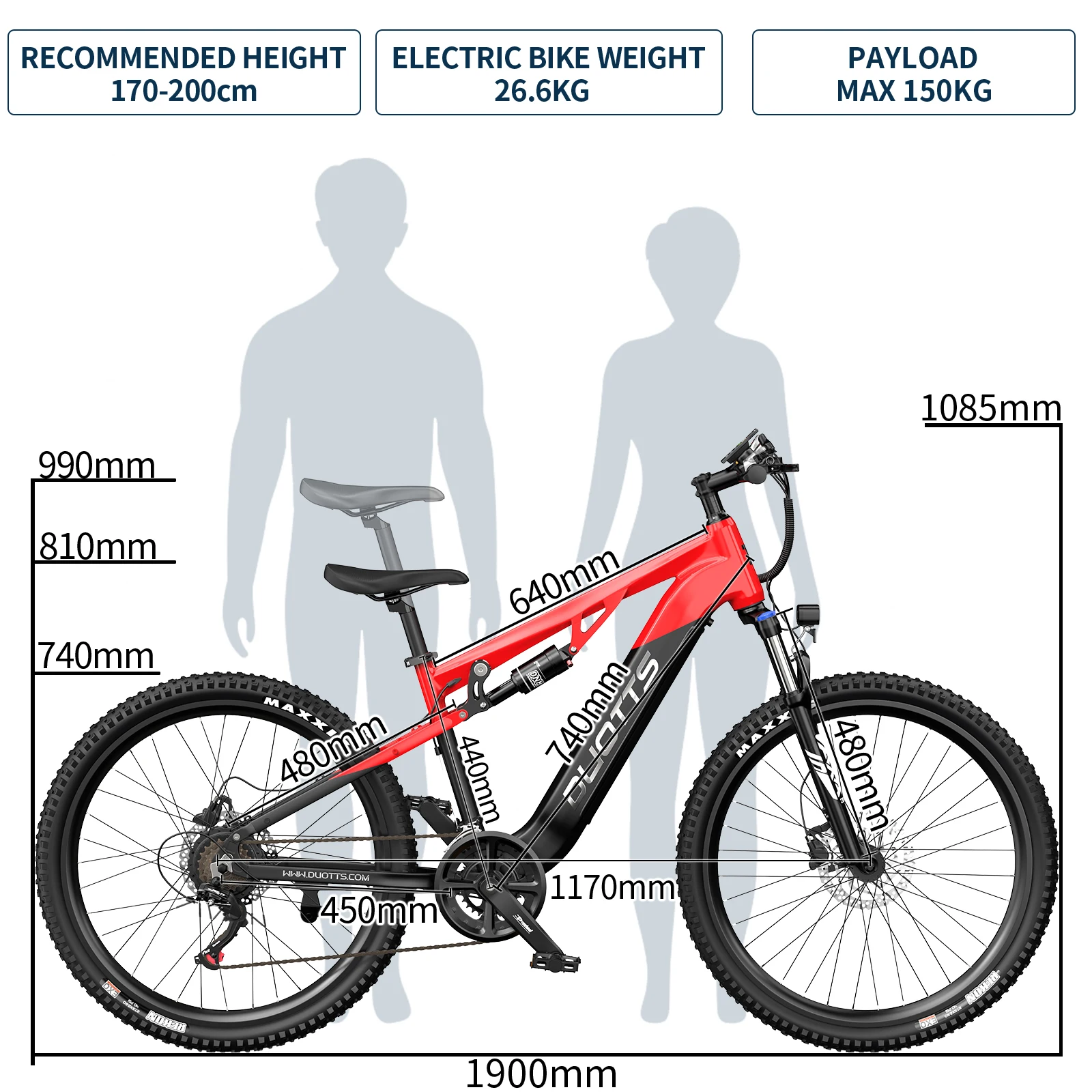 DUOTTS E29 Erwachsenen-Elektrofahrrad 250W Motor Offroad 48V 13,5AH Akku 27,5 Zoll Reifen Allterrain-Elektrofahrrad – Detail 11