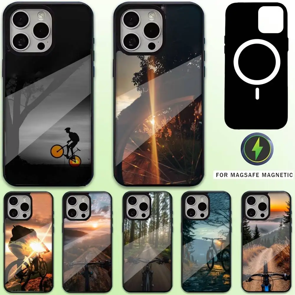 

Mountain Bicycle Bike Phone Case For iPhone17,16,15,14,13,12,11 Plus,Pro Max Magnetic Magsafe Wireless Charging