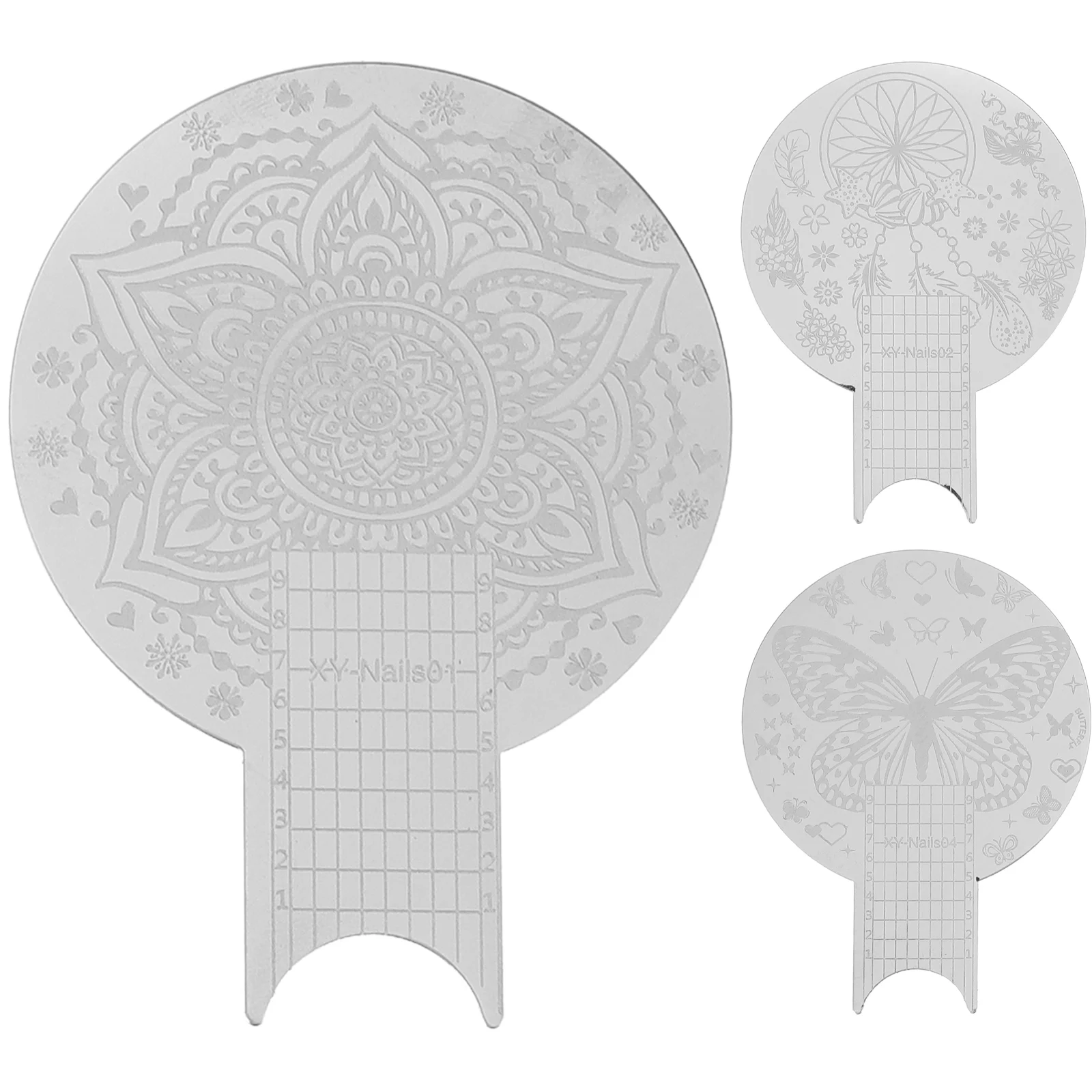 

3 Pcs Round Nail Printing Template Kit Stamping Plates for Nails Stainless Steel Stamper Design